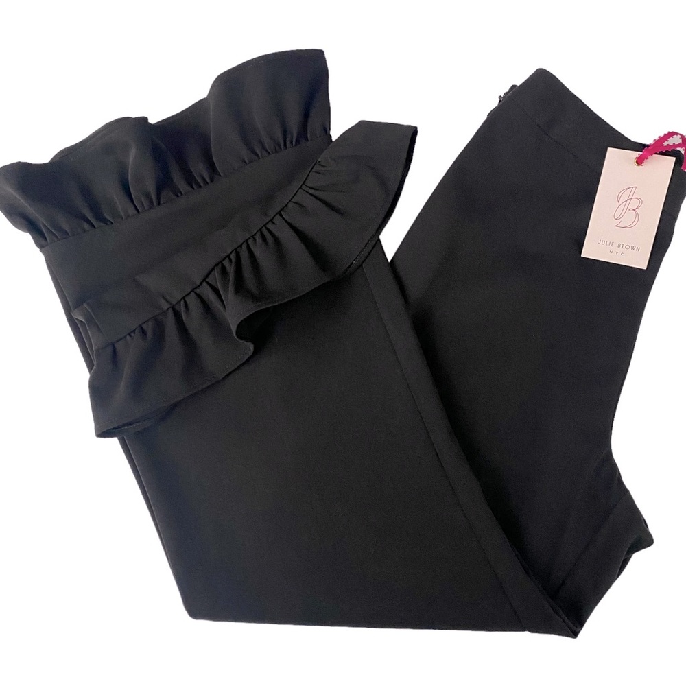 JB by Julie Brown Black Ruffled High-Waist Pants